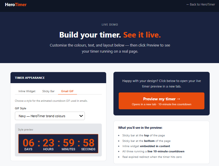 HeroTimer live demo